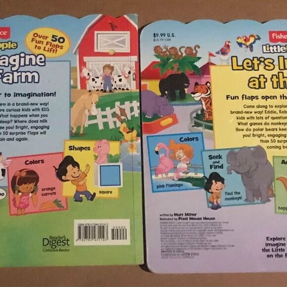 Fisher Price Little People Flap Books Like NEW, set of TWO, the Farm and Zoo - Picture 2 of 6
